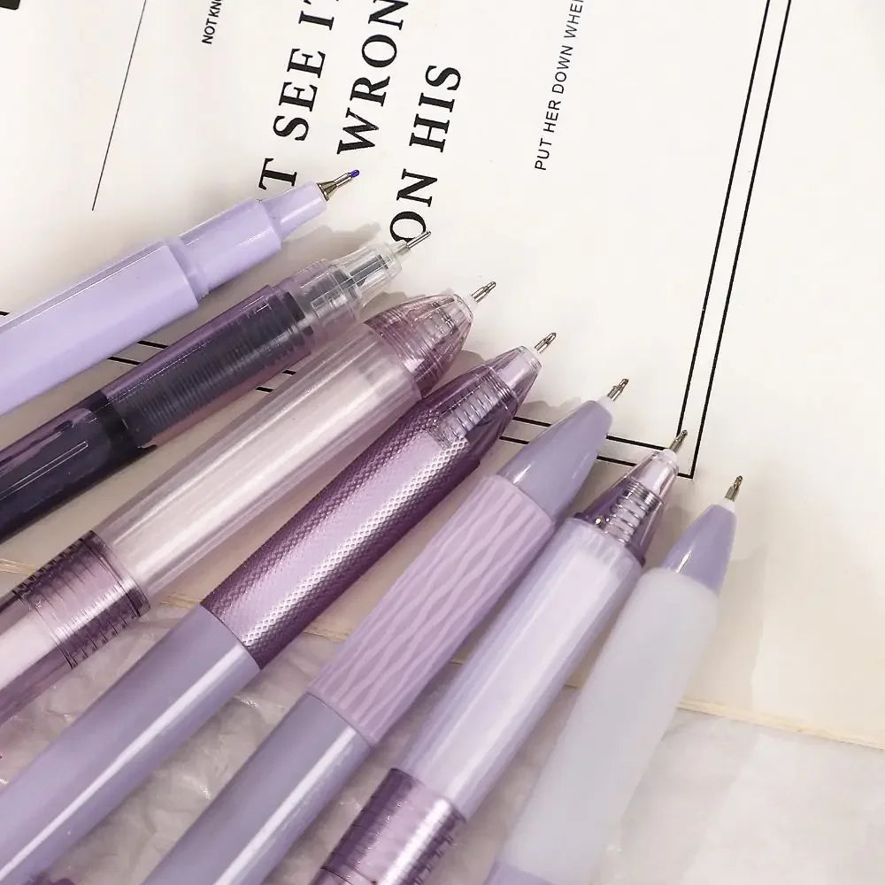 7Pcs 0.5mm Retractable Gel Pen Set Quick Dry Ink Smooth Writing Cute Stationery Gift Portable Office School Writing Supplies by Grab & Glow