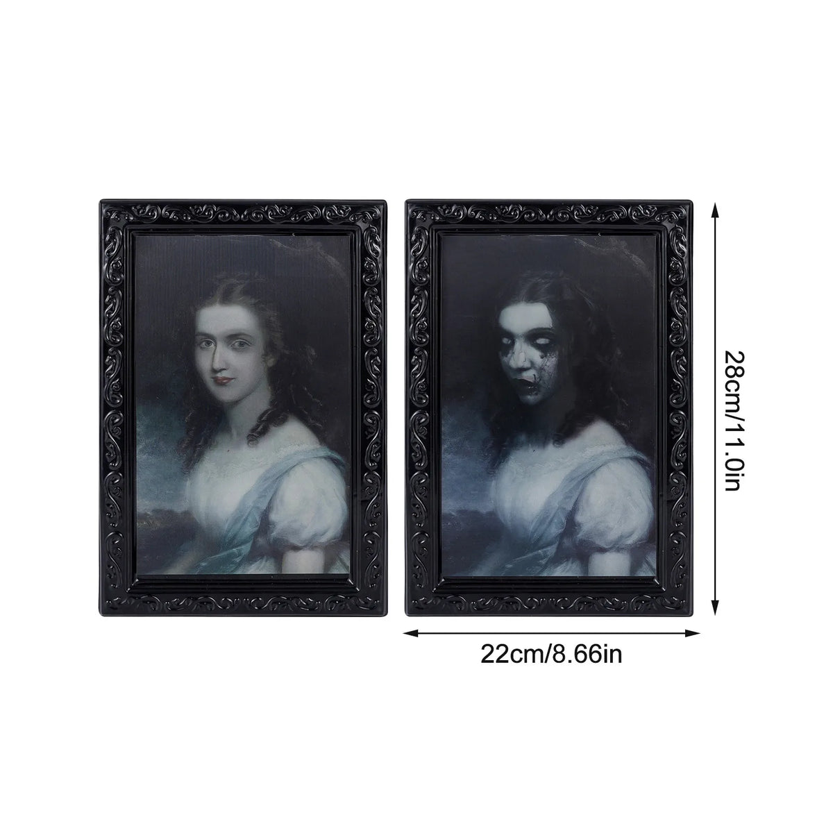 Halloween Decoration 3d Change Face Expression Moving Ghost Portrait Photo Frame Horror Party Castle Haunted House Props Decor - Grab & Glow