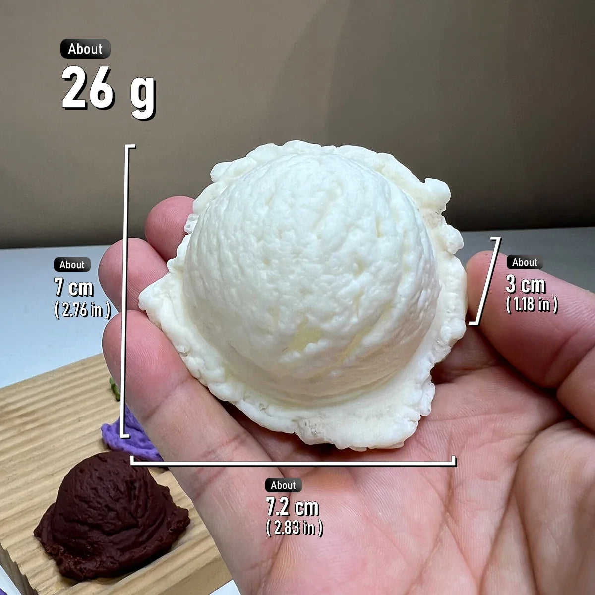 Simulation Ice Cream Ball Model Fake Sweet Cone Dessert Shop Lifelike Decor Photography Props Display Fake Food Model Ornament - Grab & Glow