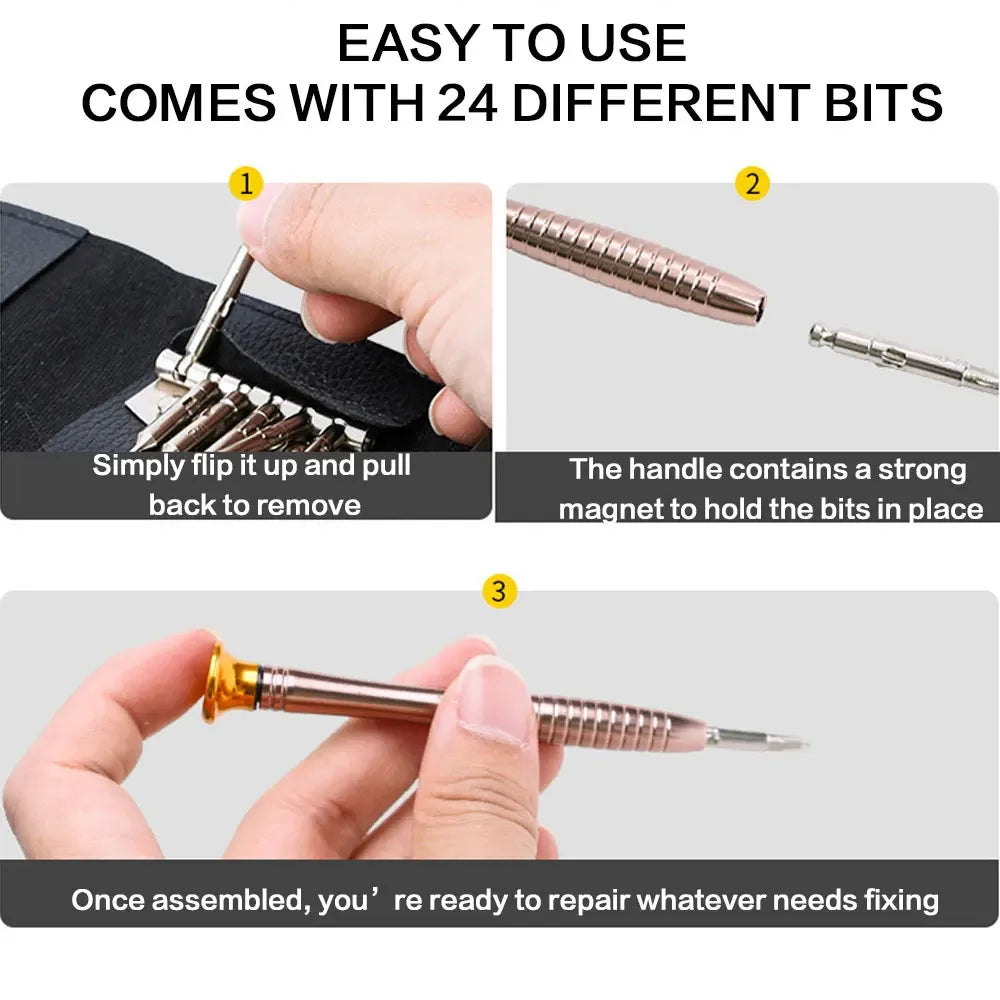 25-in-1 Precision Screwdriver Set for Electronics Repair - Grab & Glow