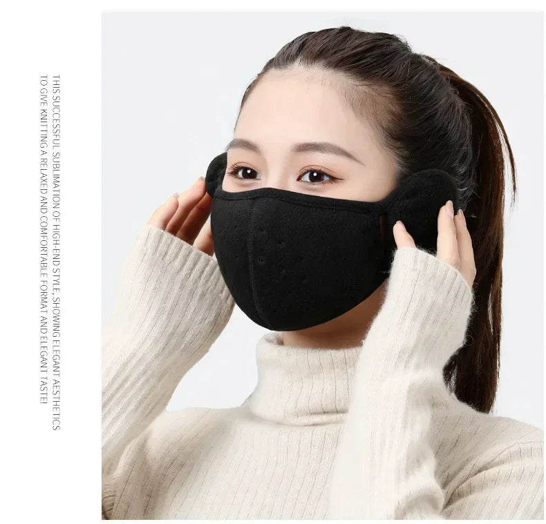 Windproof Cold Proof Face Mask Winter Warm, 3D Fleece Half Face Cover for Motorcycle Bicycle Riding, Breathable Earmuff Mask for Men Women by Grab & Glow