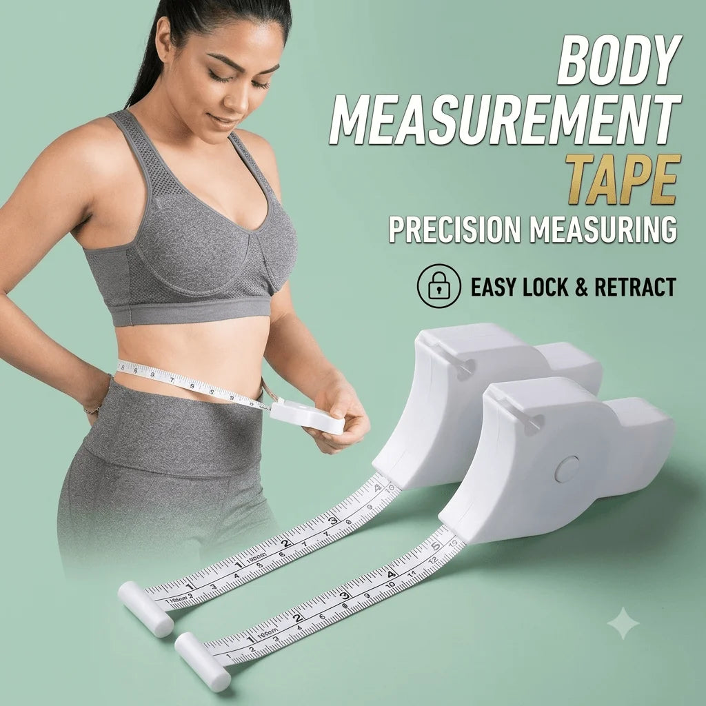 Body Measuring Tape, Retractable Fitness Tape Measure, Soft Ruler For Waist, Chest, Arm And Body Circumference Measurement - Grab & Glow