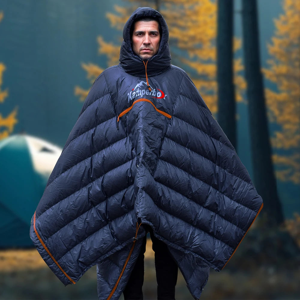 Kamperbox Winter Sleeping Bag Poncho Winter Camping Poncho Winter Wearable Sleeping Bag Camping Blanket PC600 by Grab & Glow