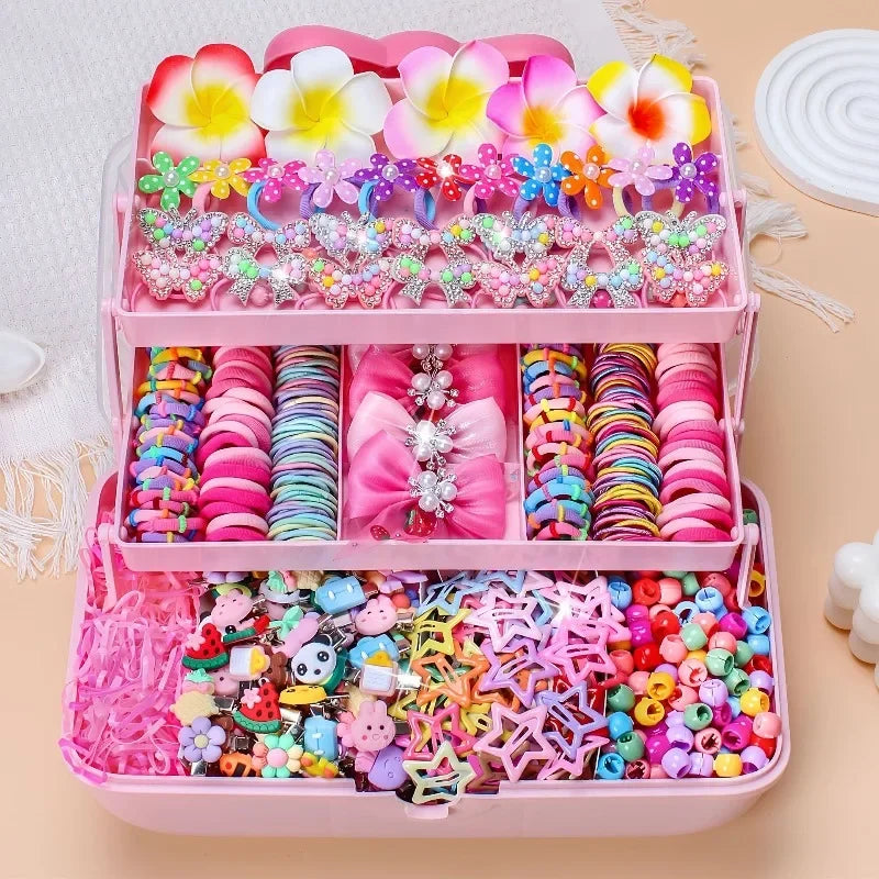 546Pcs Bow High Elastic Hair Accessories Set No Hurt Hair Colorful Girls Hair Bands Hair Clips Girls Children - Grab & Glow