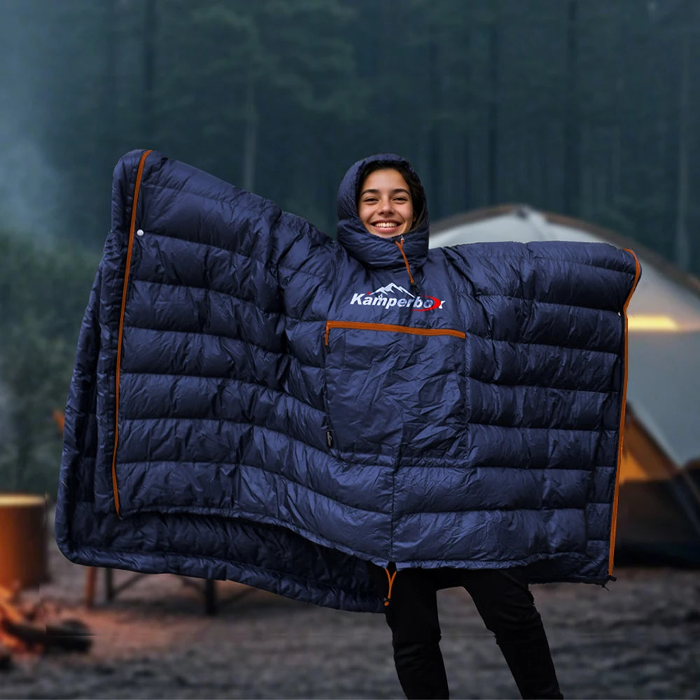 Kamperbox Winter Sleeping Bag Poncho Winter Camping Poncho Winter Wearable Sleeping Bag Camping Blanket PC600 by Grab & Glow