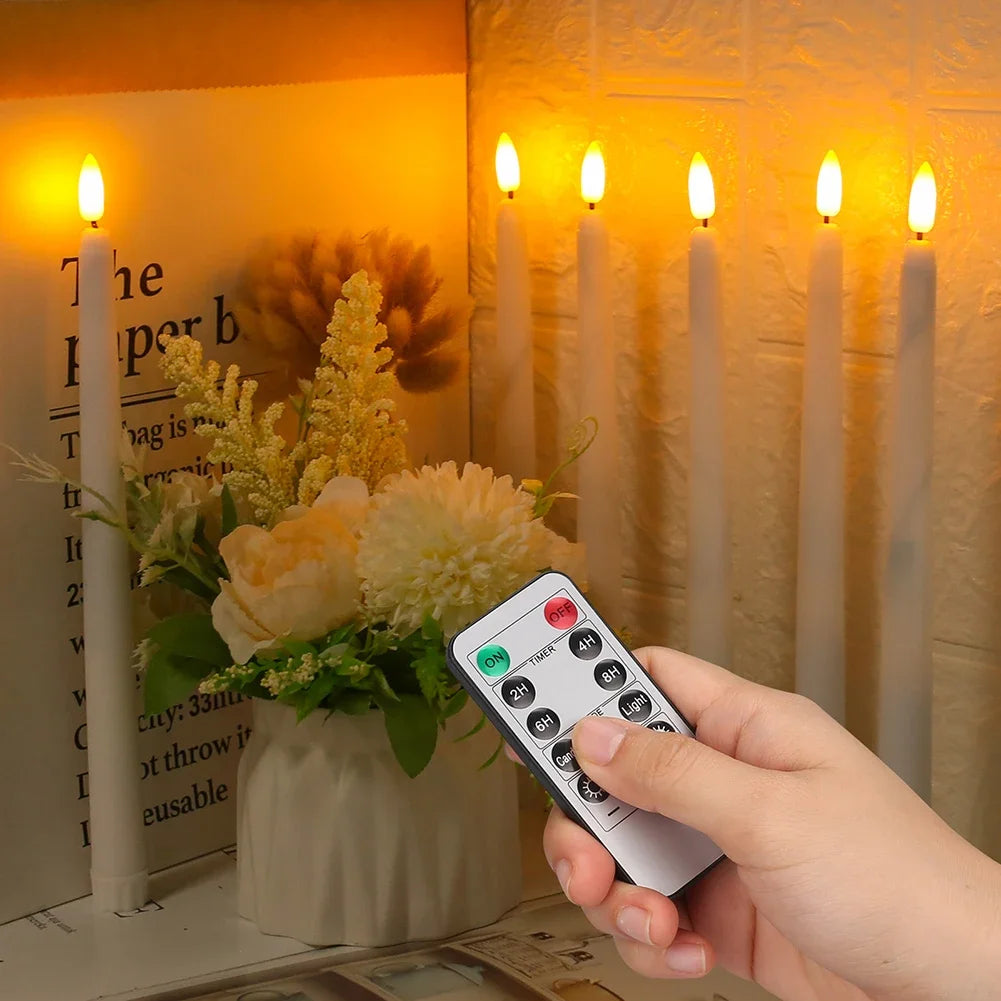 Flameless Taper Candles with Remote Control Flickering LED Candles Taper Warm White Light LED Candlesticks for Christmas Wedding by Grab & Glow