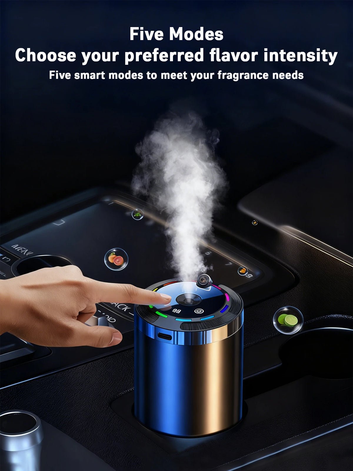 Car Diffuser Humidifier 5 Modes Car Humidifier Aromatherapy Diffusers Car Air Freshener USB Aromatherapy Essential Oil Air Freshener USB Cool Mist Mini Portable Diffuser For Car Home Office Bedroom with 3 Bottle Ocean Scent by Grab & Glow