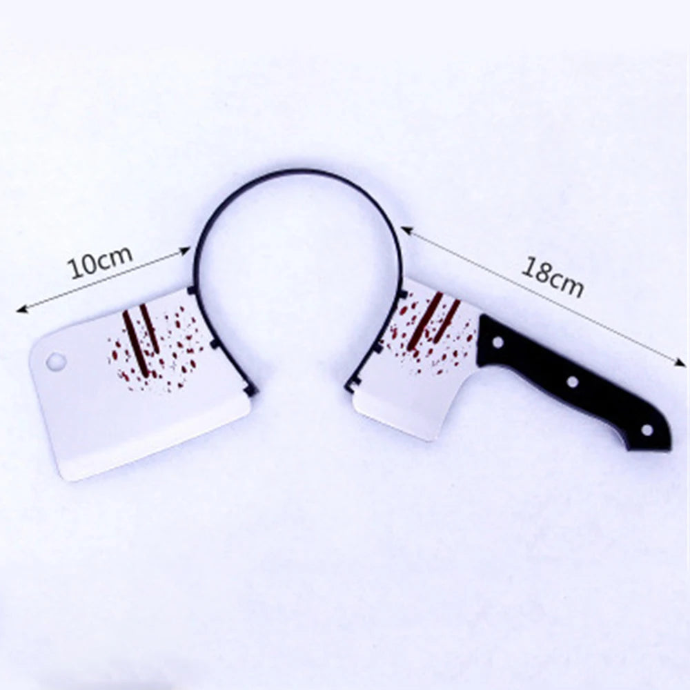 Halloween Horror Props Blood Fake Ax Saws Knife Headband for Halloween Party Masquerade Mischief Props Decoration Supplies - Grab & Glow