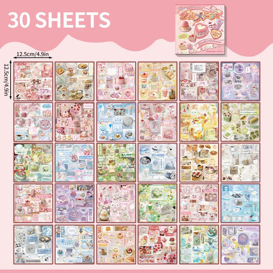Manga Stickers, Vintage Cute Animal DIY Decals, Scrapbook Journal Decorations, Cute Stationery Handmade Gifts by Grab & Glow