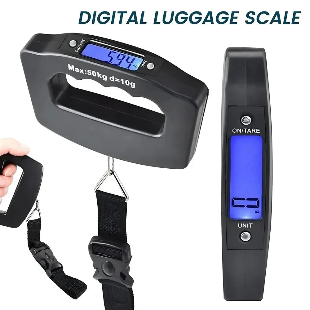 50kg/10g Digital Luggage Scale Electronic Portable Suitcase Travel Weighs With Backlight Electronic Travel Hanging Scales - Grab & Glow