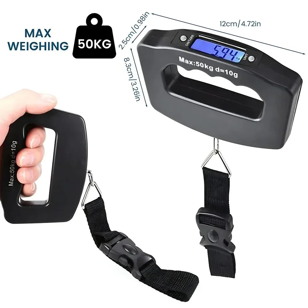 50kg/10g Digital Luggage Scale Electronic Portable Suitcase Travel Weighs With Backlight Electronic Travel Hanging Scales - Grab & Glow