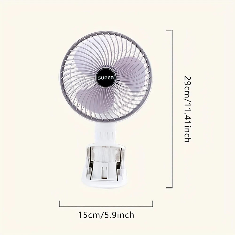Oscillating Table Fan with Sturdy Clamp and 360-Degree Tilt Head, Rechargeable Small Fan for Desk, Powerful Airflow, Portable Air Circulator Mini Fans by Grab & Glow
