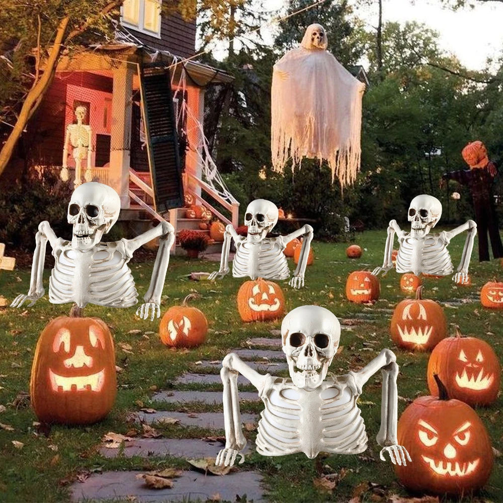 Halloween Decorations Glowing Skull Skeleton Human Head Haunted House Outdoor Yard Horror Props Holiday Scarry Home Supplies - Grab & Glow