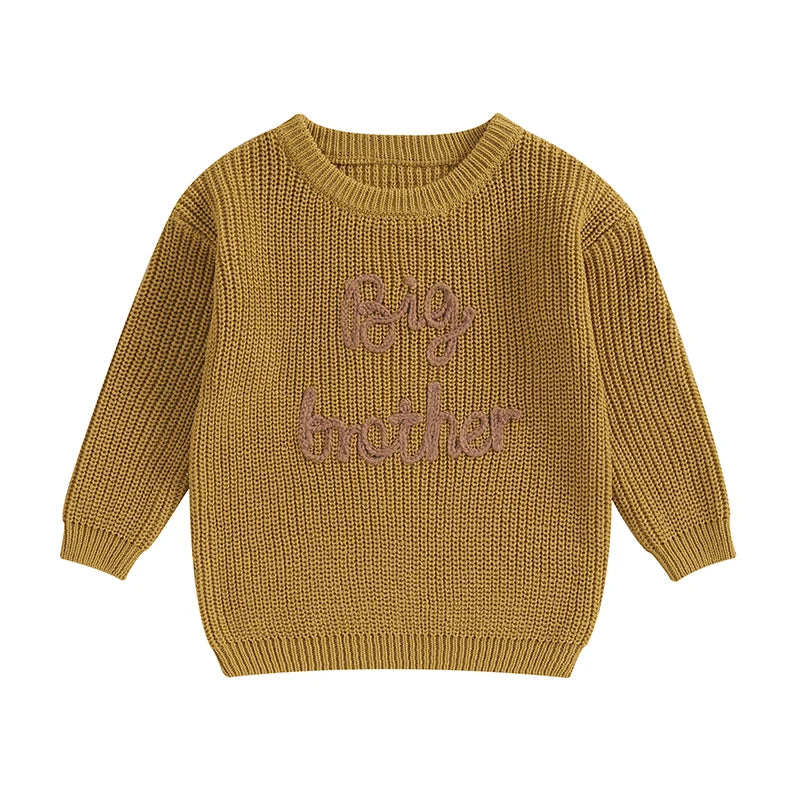 2023-09-18 Lioraitiin 12M-5Y Winter Newborn Kids Boys Sweaters Cotton Long Sleeve Letter Embroidery Pullover Loose Knitwear Tops by Grab & Glow