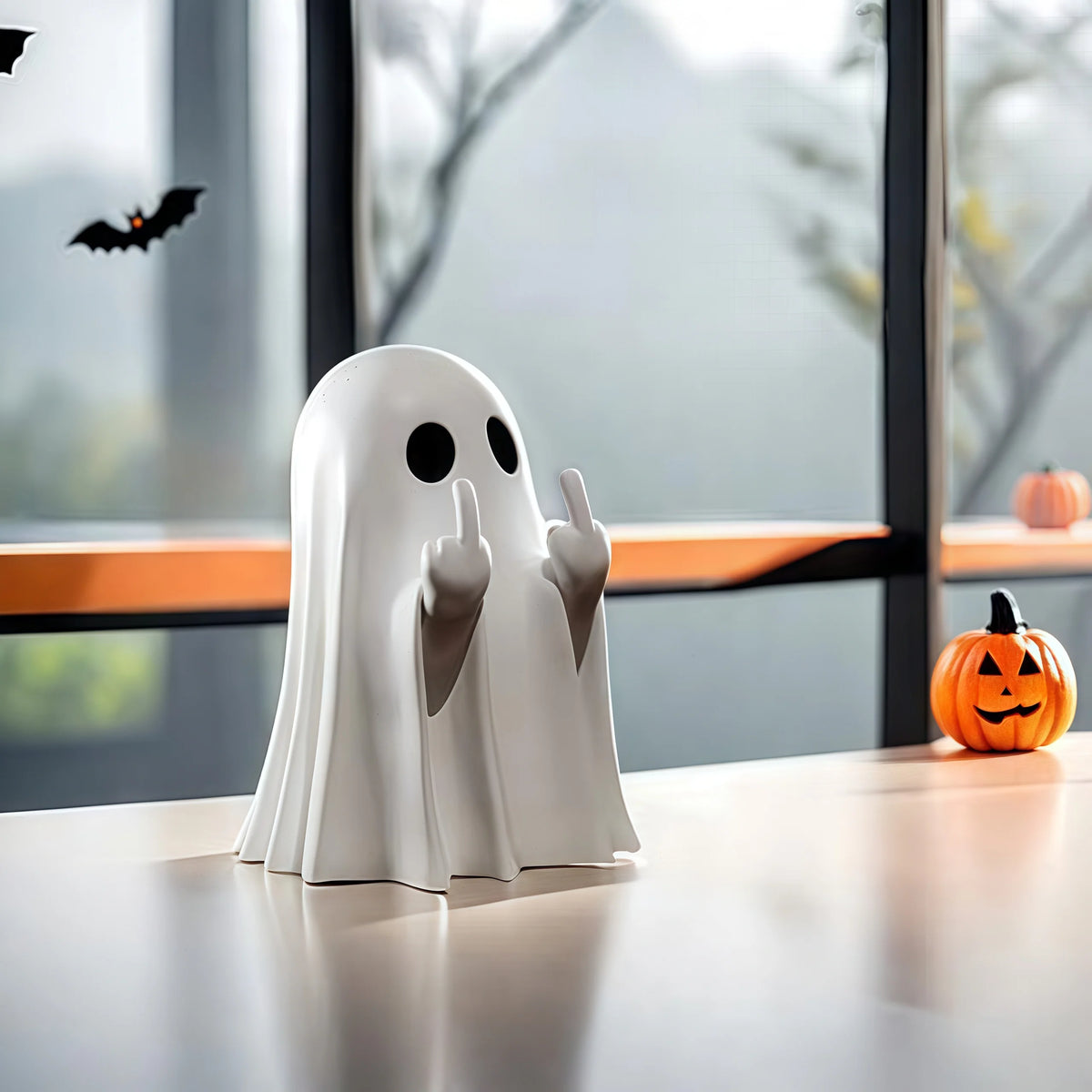 Cute Halloween Ghost Statue – Spooky Home Décor Ornament - Grab & Glow