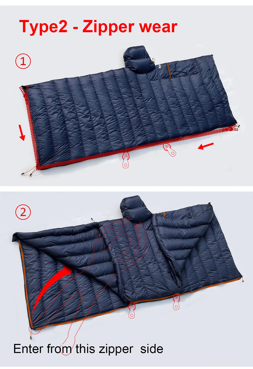 Kamperbox Winter Sleeping Bag Poncho Winter Camping Poncho Winter Wearable Sleeping Bag Camping Blanket PC600 by Grab & Glow
