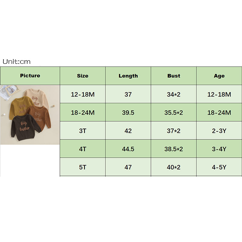 2023-09-18 Lioraitiin 12M-5Y Winter Newborn Kids Boys Sweaters Cotton Long Sleeve Letter Embroidery Pullover Loose Knitwear Tops by Grab & Glow