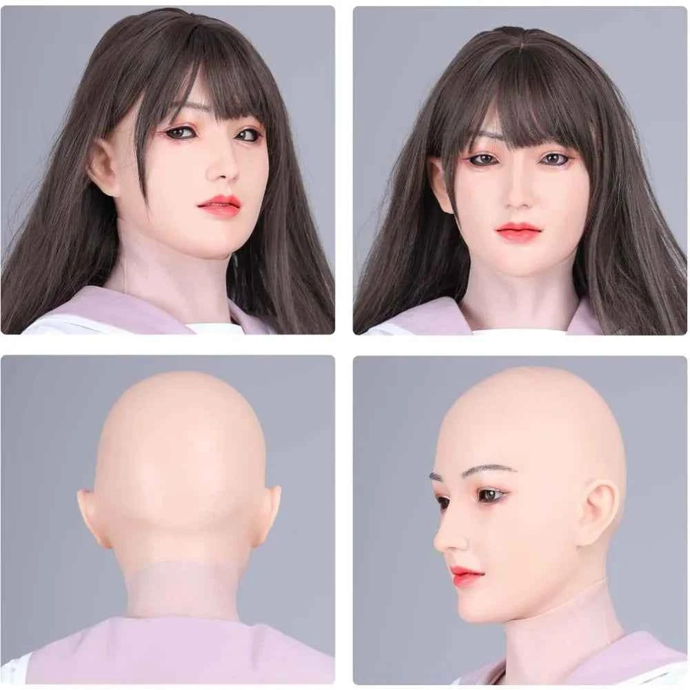 Full HeadMask Realistic Silicone Head Mask Cover Cosplay Halloween Crossdressing Mask Male to Female Crossdresser Disguise - Grab & Glow