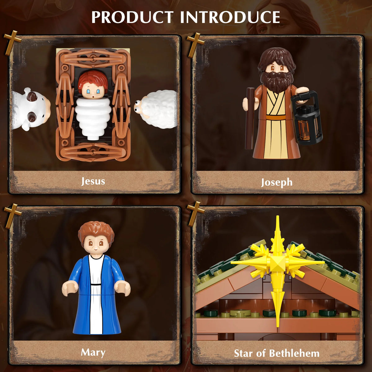 JAKI Christmas Nativity Scene Set Building Blocks Model Kit Manger Stable Tabletop Holiday Decor Home Display Gift Collectors Christian Jesus Birth Xmas Village Decoration Ornaments Halloween Birthday by Grab & Glow