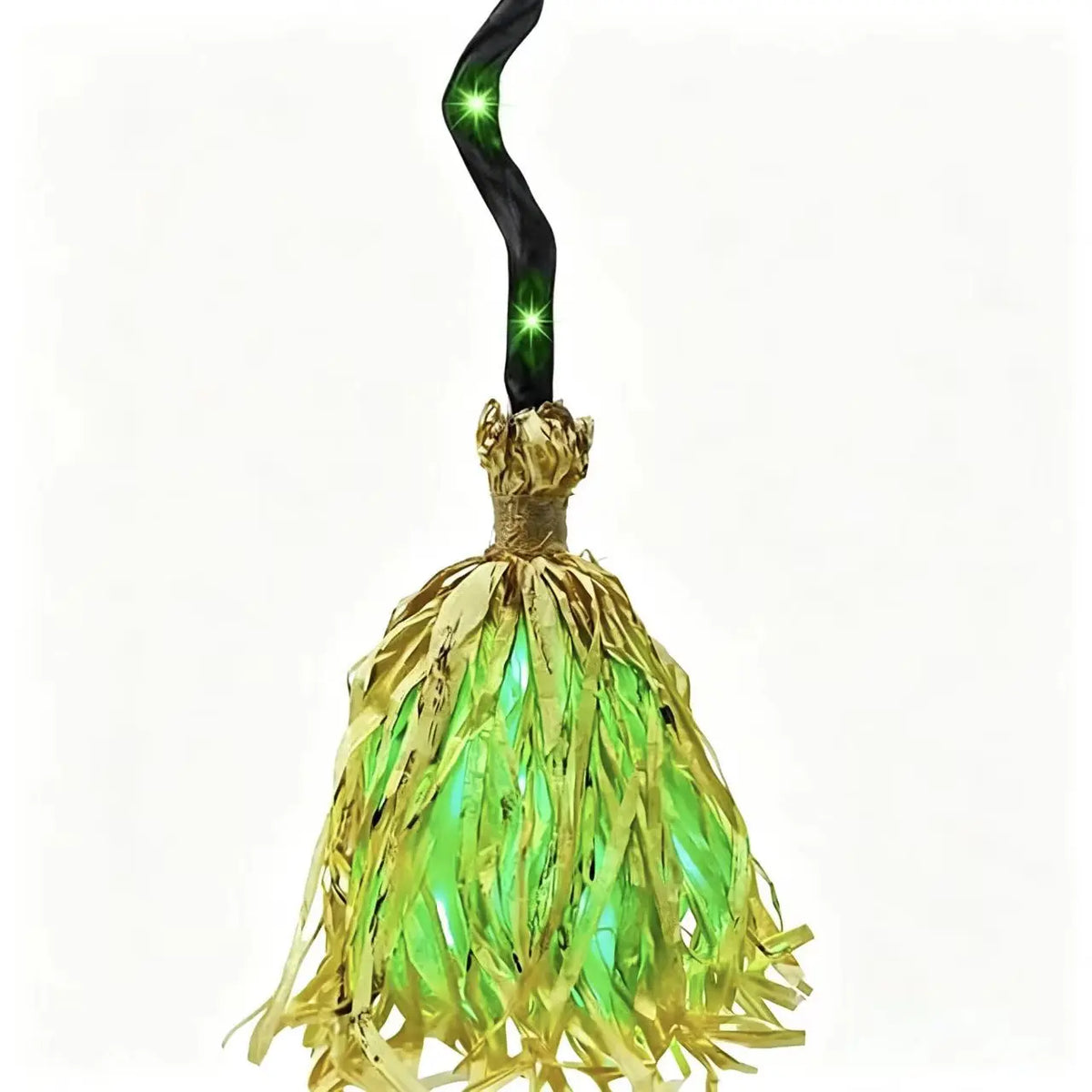 Halloween Floating Witch Broom with Witch Hat Haunted Dancing Moving Prop with Ghost Sounds Terror Atmosphere Home Party Decor - Grab & Glow