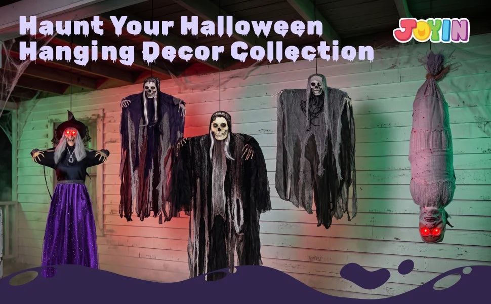 2Pcs Outdoor Halloween Decorations 55" Standing Ghost and 23" Dog Ghost Cute Set with Warm White LED Lights 8 Lightng Modes & Timer for Yard Lawn Party Favors and Halloween Decor Outside Indoor by Grab & Glow