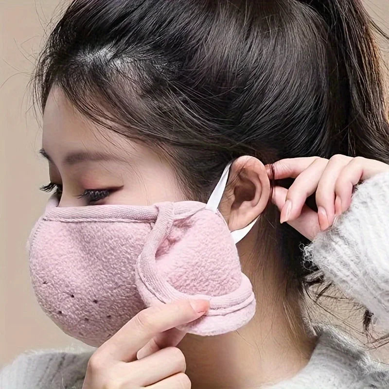 Windproof Cold Proof Face Mask Winter Warm, 3D Fleece Half Face Cover for Motorcycle Bicycle Riding, Breathable Earmuff Mask for Men Women by Grab & Glow