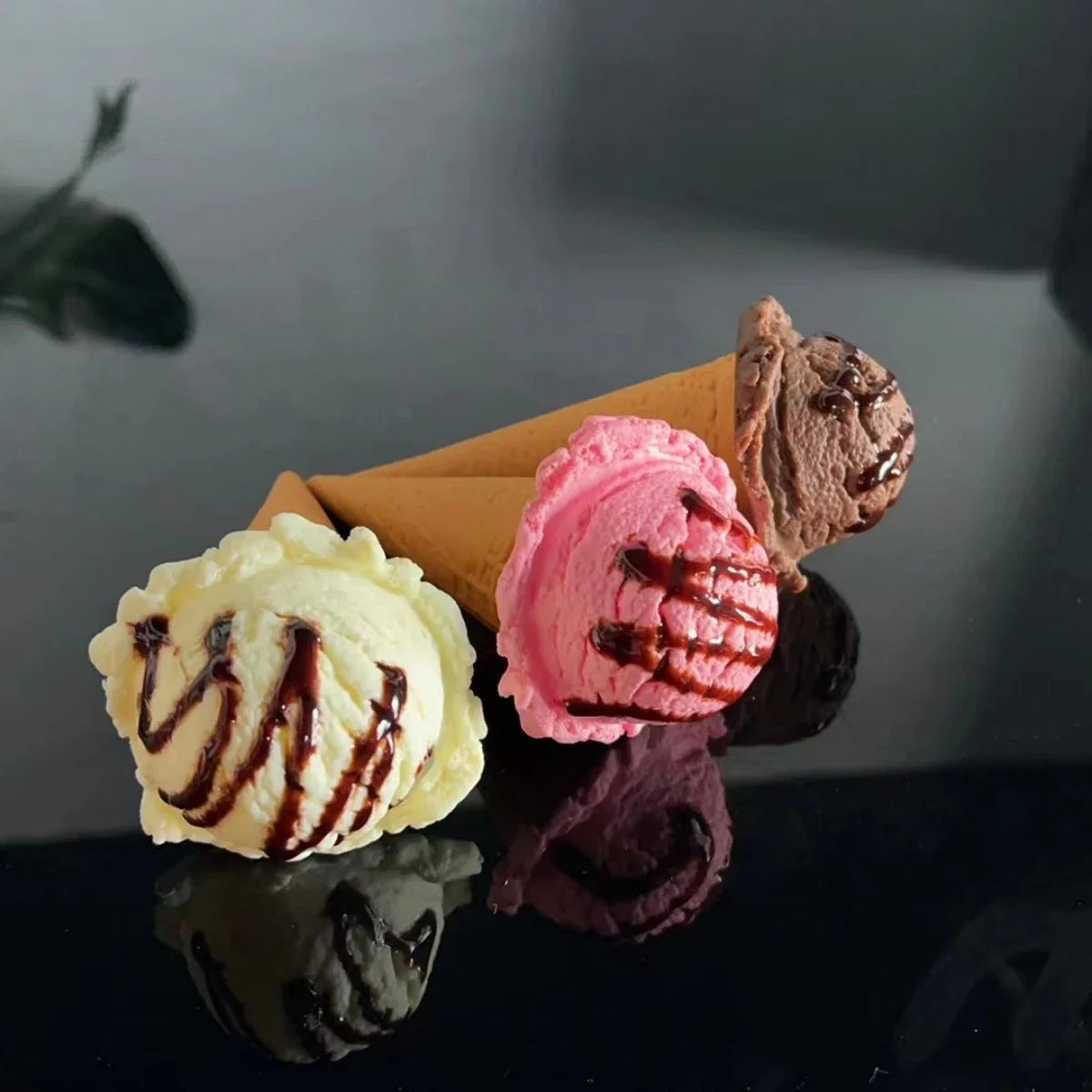 Simulation Ice Cream Ball Model Fake Sweet Cone Dessert Shop Lifelike Decor Photography Props Display Fake Food Model Ornament - Grab & Glow