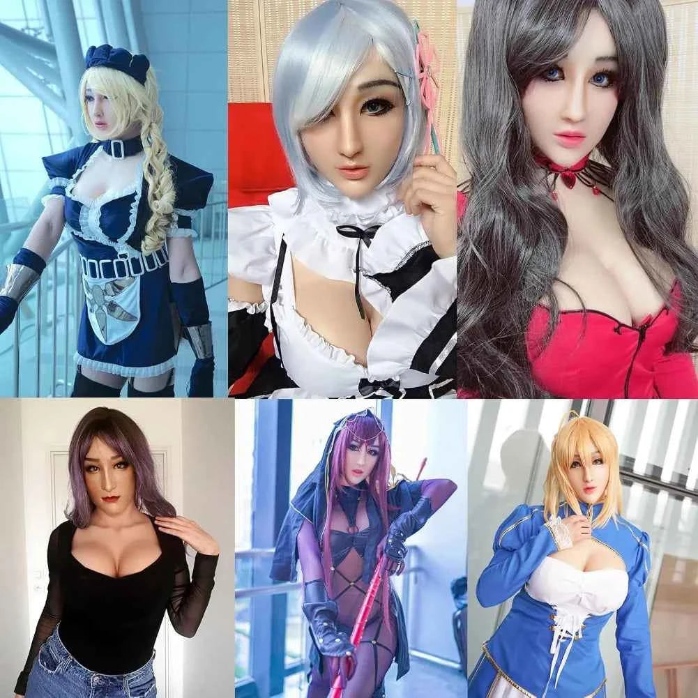 Full HeadMask Realistic Silicone Head Mask Cover Cosplay Halloween Crossdressing Mask Male to Female Crossdresser Disguise - Grab & Glow