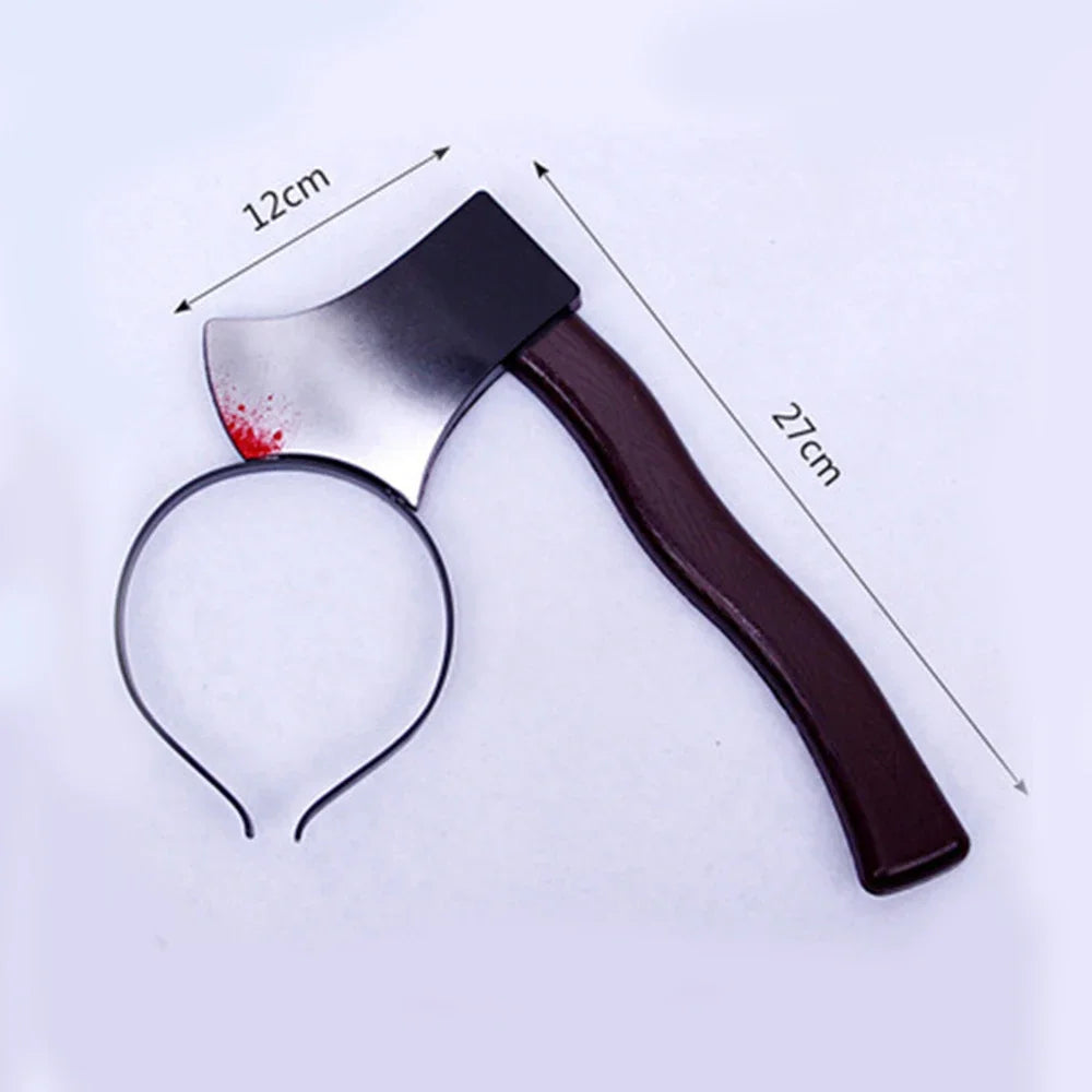 Halloween Horror Props Blood Fake Ax Saws Knife Headband for Halloween Party Masquerade Mischief Props Decoration Supplies - Grab & Glow