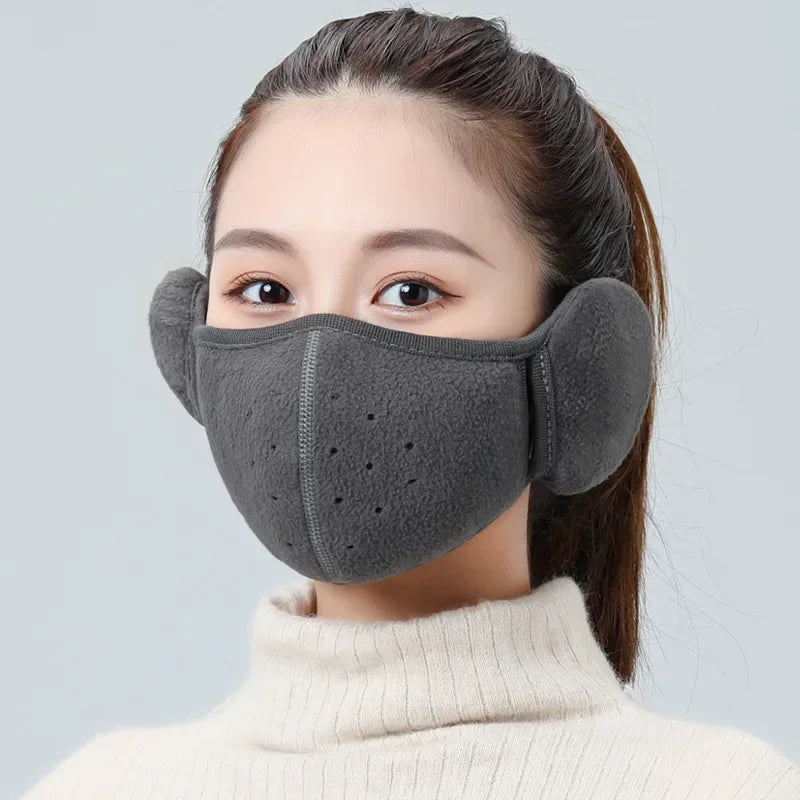 Windproof Cold Proof Face Mask Winter Warm, 3D Fleece Half Face Cover for Motorcycle Bicycle Riding, Breathable Earmuff Mask for Men Women by Grab & Glow