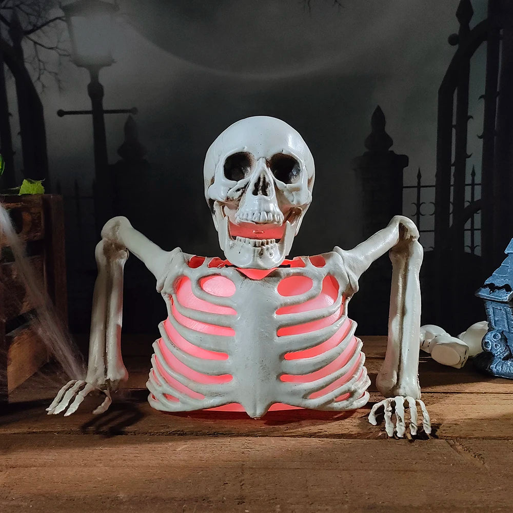 Halloween Decorations Glowing Skull Skeleton Human Head Haunted House Outdoor Yard Horror Props Holiday Scarry Home Supplies - Grab & Glow