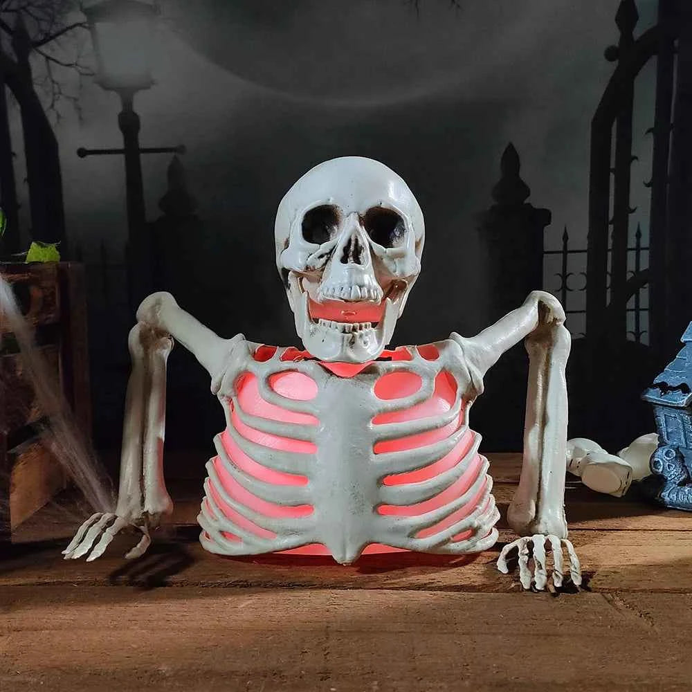 Halloween Decorations Glowing Skull Skeleton Human Head Haunted House Outdoor Yard Horror Props Holiday Scarry Home Supplies
