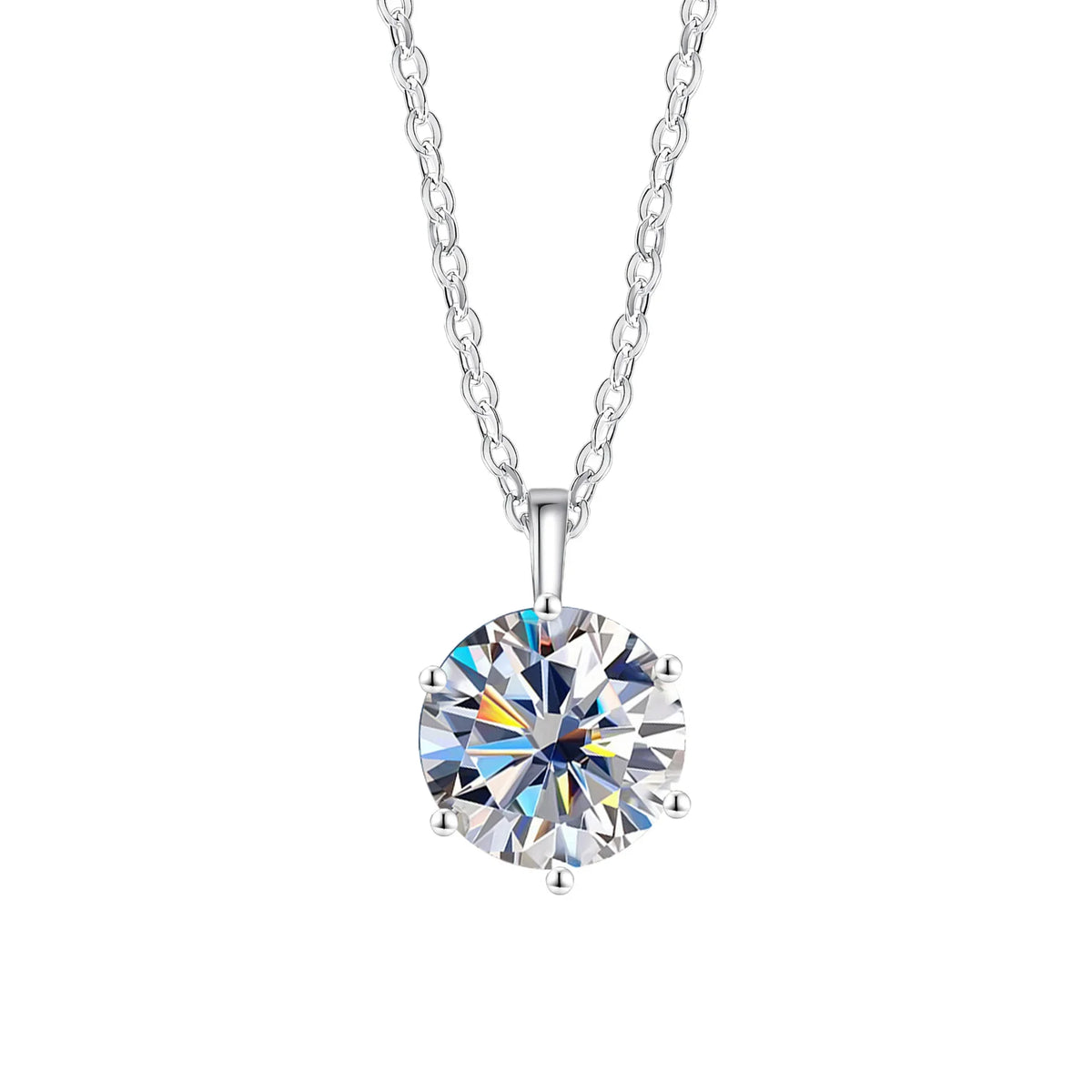 New 2ct Moissanite 925 Sterling Silver Necklace Pendant Chain Fine Jewelry for Woman Wedding Sparkling Classic Party Fashion - Grab & Glow