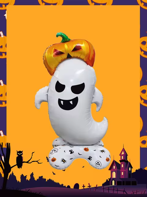 Halloween Ghost Standing Foil Balloon — Spooky Party Decoration - Grab & Glow