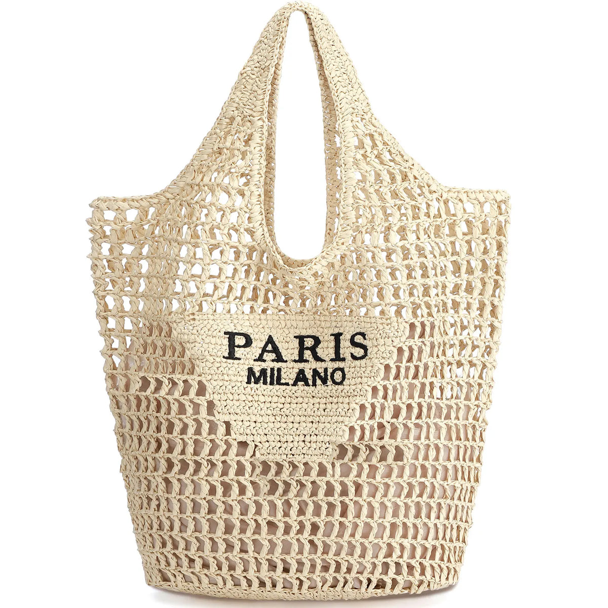 Straw Beach Bags for Women - Women Beach Handmade Woven Tote Bag, Summer Mesh Hollow Shoulder Bag for Holiday by Grab & Glow