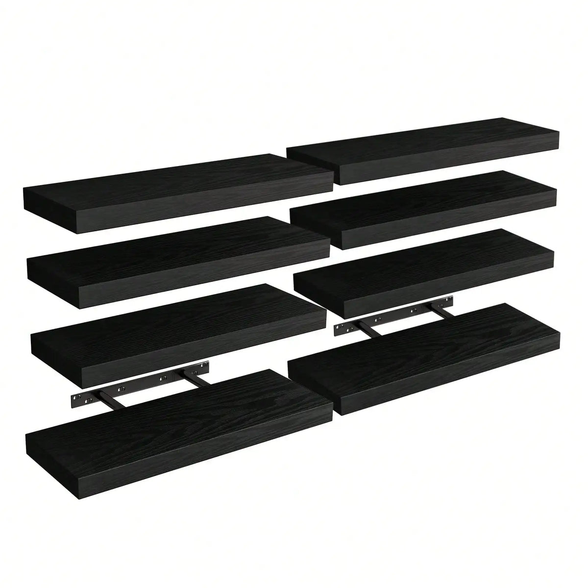 4 Pack Floating Shelves Modern Black Wood Wall Shelves Storage Shelving Unit With Invisible Metal Brackets Display Rack For Bathroom Living Room Bedroom Kitchen Housewarming Gift by Grab & Glow