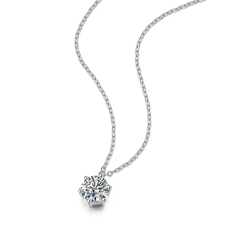 New 2ct Moissanite 925 Sterling Silver Necklace Pendant Chain Fine Jewelry for Woman Wedding Sparkling Classic Party Fashion - Grab & Glow