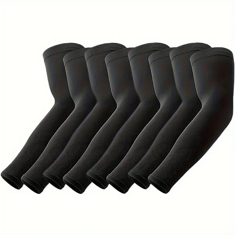 Unisex 1/4 Pairs Ice Silk Arm Sleeves - Breathable Anti-UV Sun Protection for Outdoor Sports - Grab & Glow