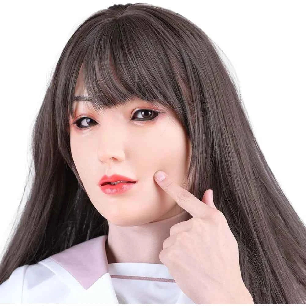Full HeadMask Realistic Silicone Head Mask Cover Cosplay Halloween Crossdressing Mask Male to Female Crossdresser Disguise - Grab & Glow