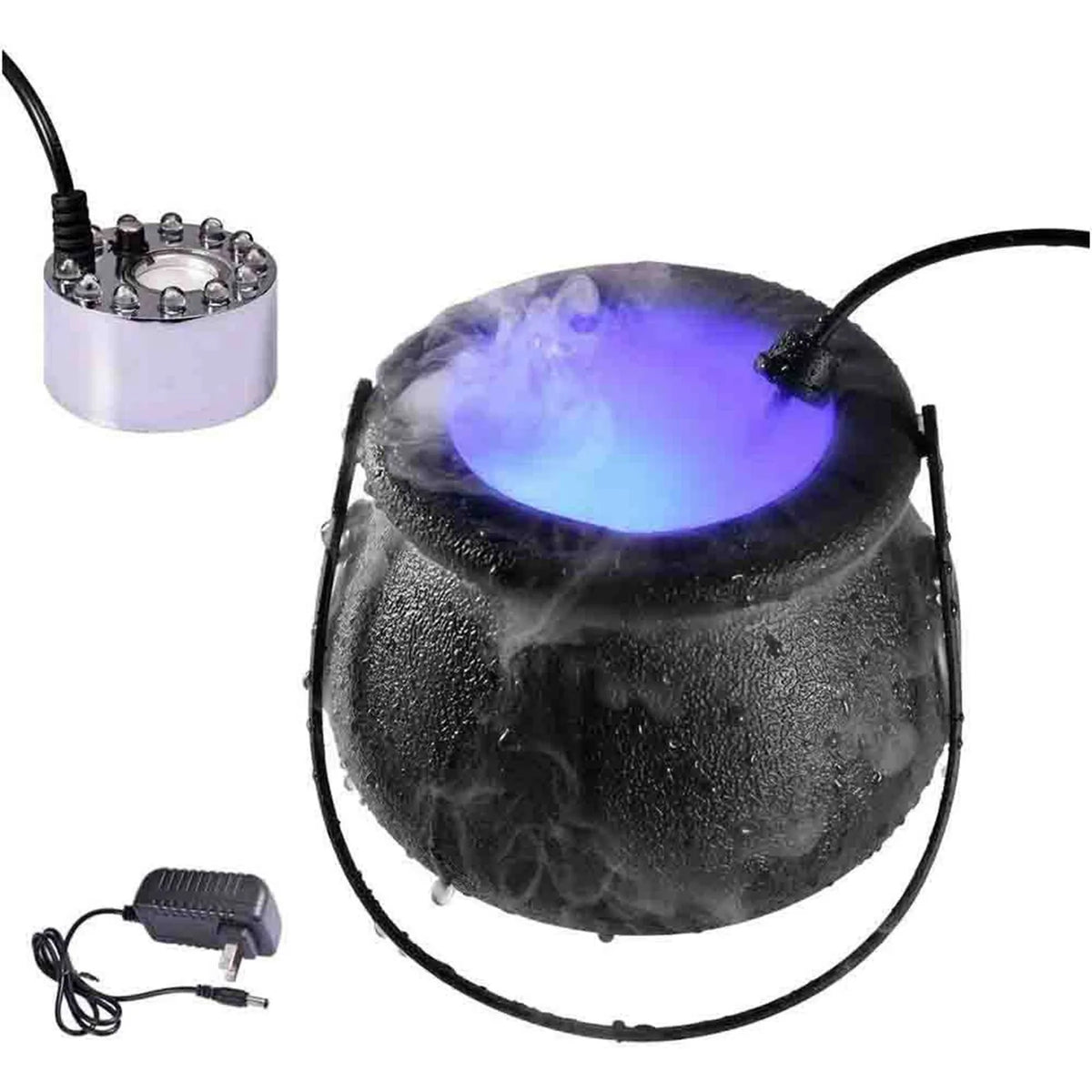Halloween Mist Witch Pot,Witch Cauldron Fog Maker Water Fountain Fog Machine Colorful Changing Light Halloween Party Decoration - Grab & Glow