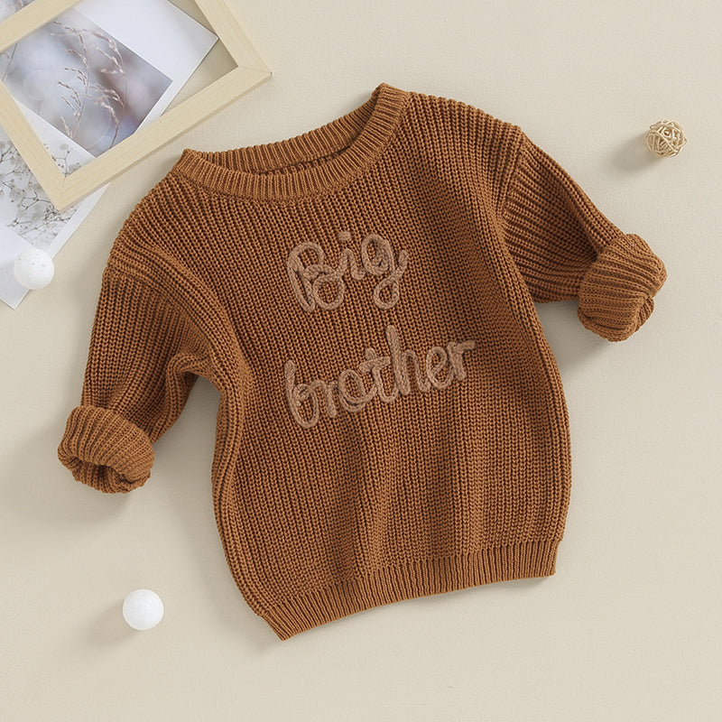 2023-09-18 Lioraitiin 12M-5Y Winter Newborn Kids Boys Sweaters Cotton Long Sleeve Letter Embroidery Pullover Loose Knitwear Tops by Grab & Glow