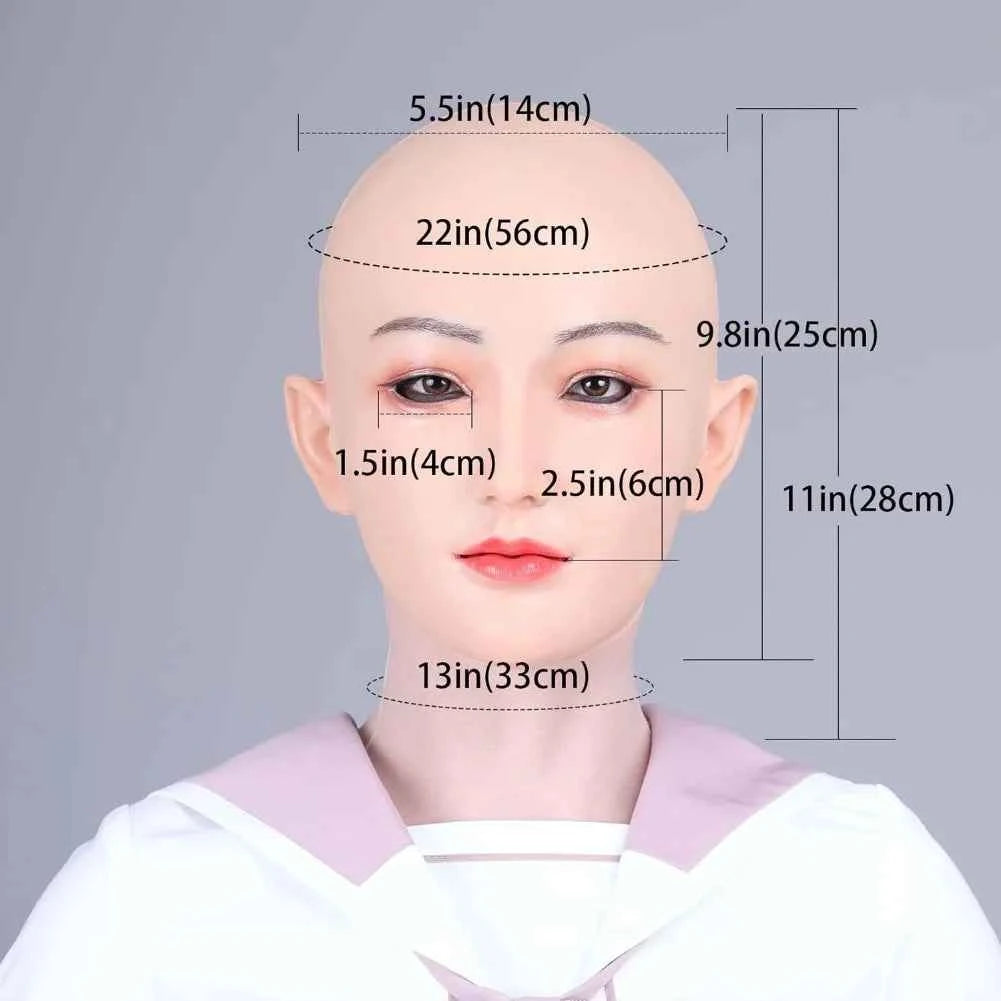 Full HeadMask Realistic Silicone Head Mask Cover Cosplay Halloween Crossdressing Mask Male to Female Crossdresser Disguise - Grab & Glow
