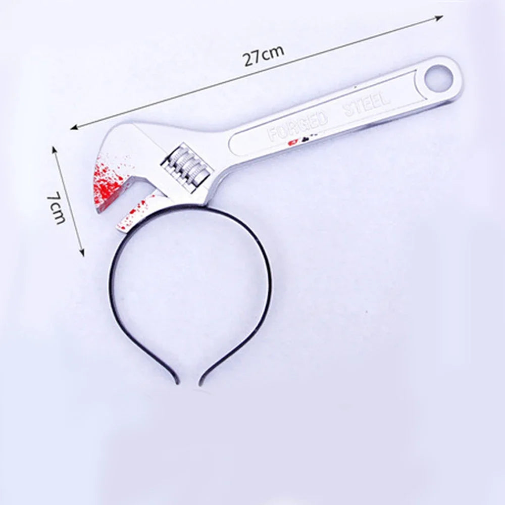 Halloween Horror Props Blood Fake Ax Saws Knife Headband for Halloween Party Masquerade Mischief Props Decoration Supplies - Grab & Glow