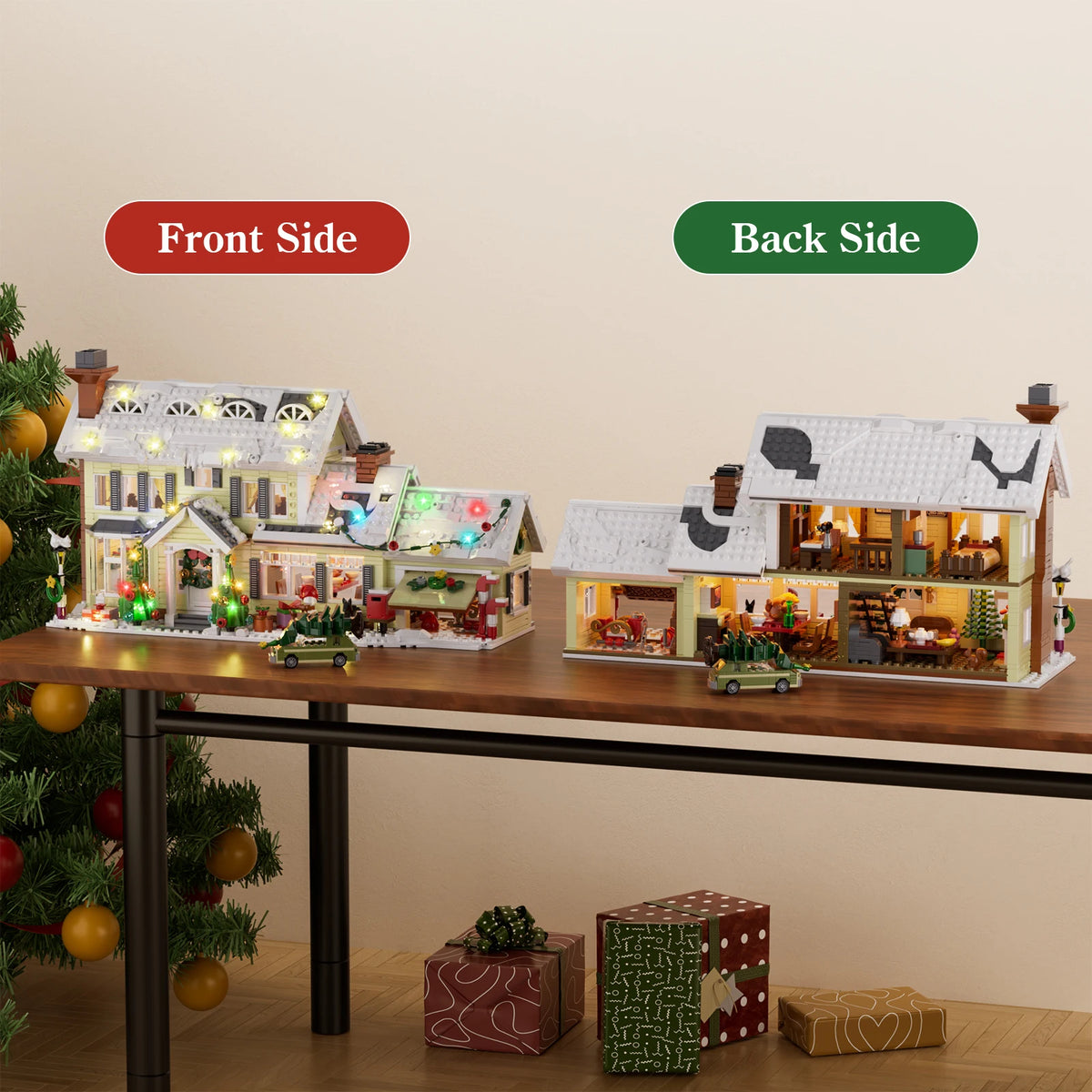 Christmas Holiday House Building Set Christmas Holiday Snow Village Blocks Toys with Clark's Car,Gifts for Boys, Girls(1484pcs) by Grab & Glow