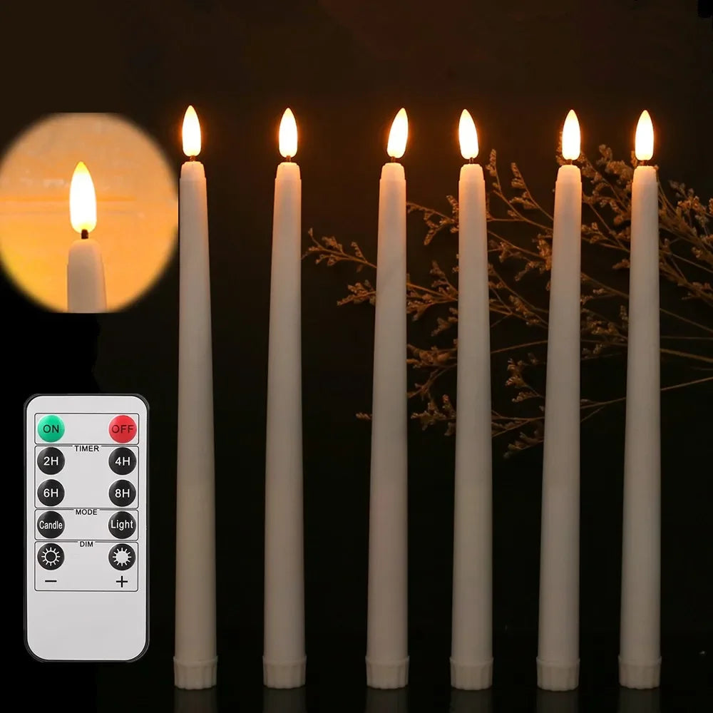 Flameless Taper Candles with Remote Control Flickering LED Candles Taper Warm White Light LED Candlesticks for Christmas Wedding by Grab & Glow