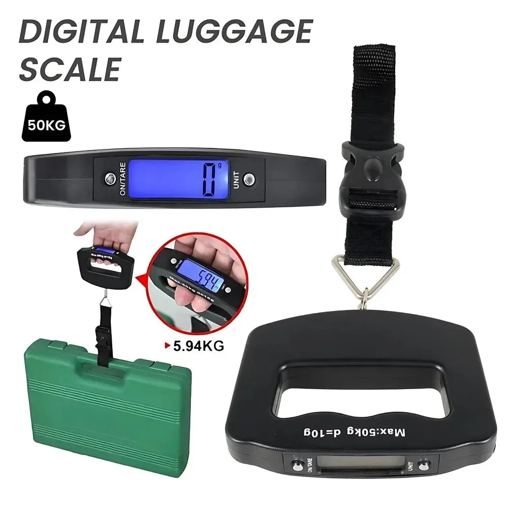 50kg/10g Digital Luggage Scale Electronic Portable Suitcase Travel Weighs With Backlight Electronic Travel Hanging Scales - Grab & Glow