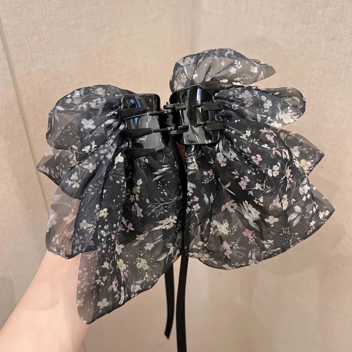 New Fashion Mesh Ribbon Hair Claw Bow Hair Clips for Women Girls Back Head Hairpin Horsetail clip Hair Accessories by Grab & Glow