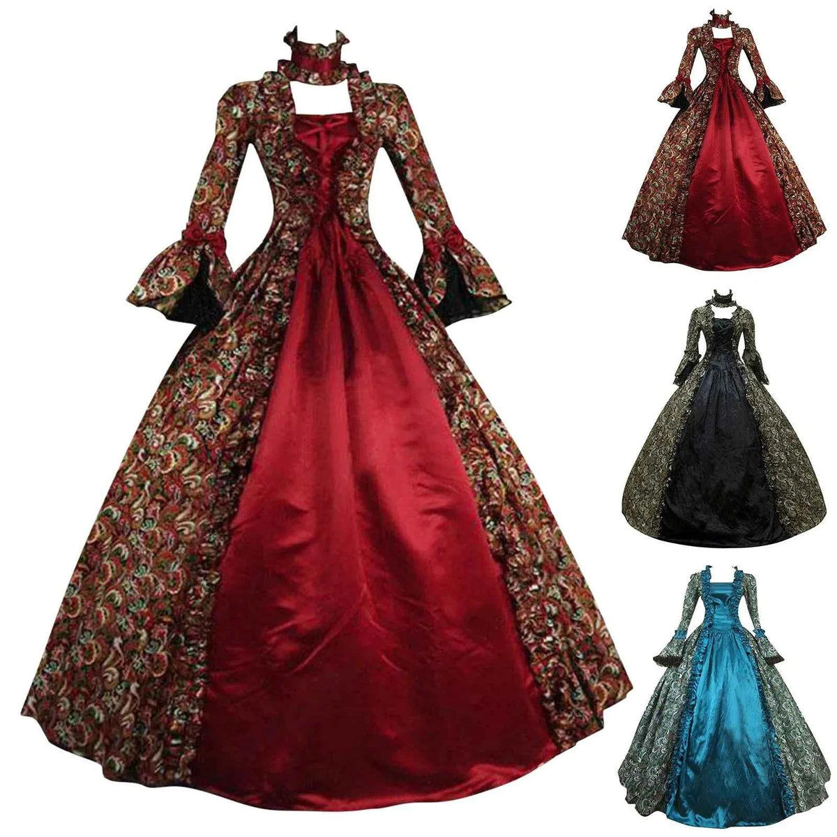 Renaissance 18th Century Baroque Rococo Dresses Victorian Masquerade Gowns Historical Theater Clothing Halloween Christmas - Grab & Glow