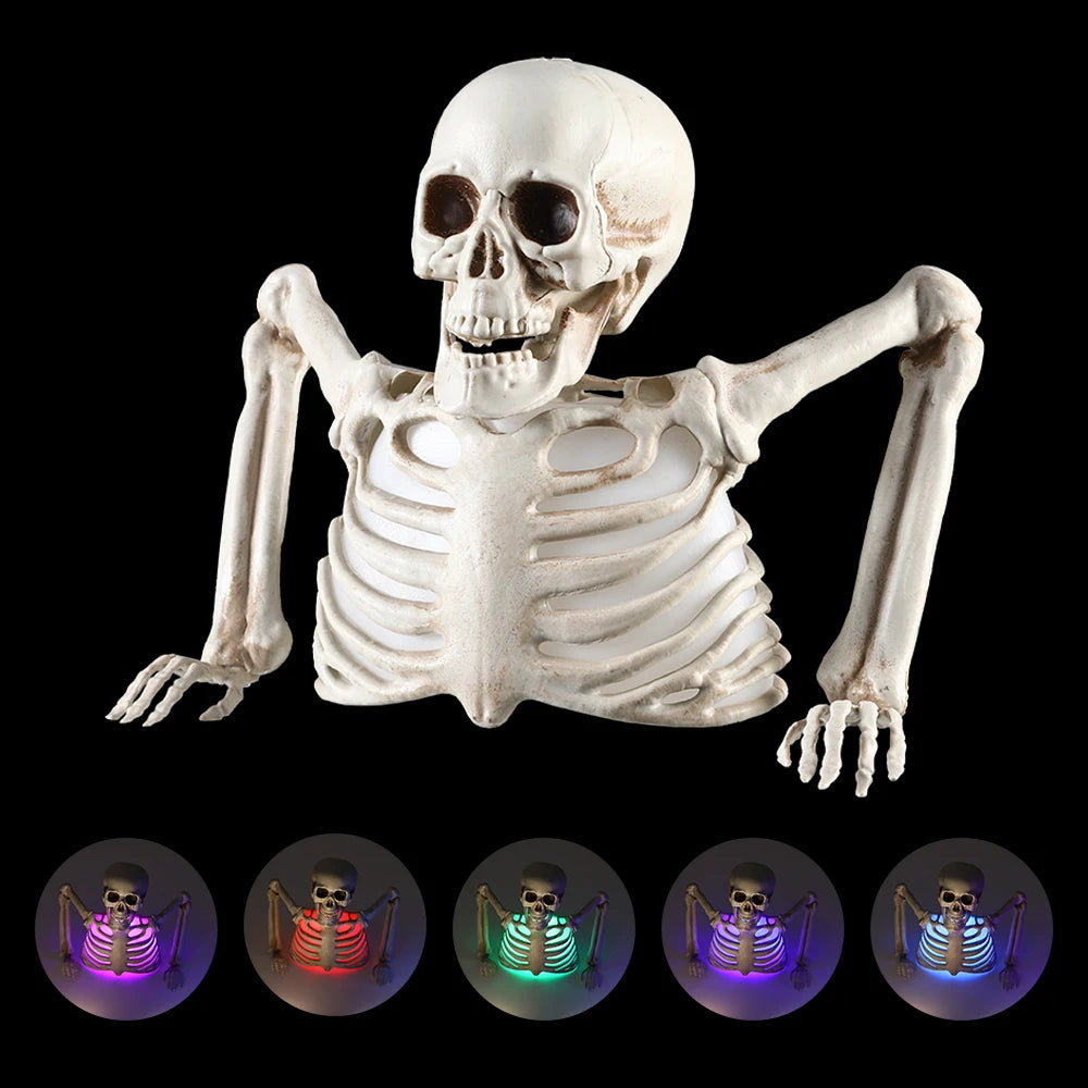 Halloween Decorations Glowing Skull Skeleton Human Head Haunted House Outdoor Yard Horror Props Holiday Scarry Home Supplies - Grab & Glow