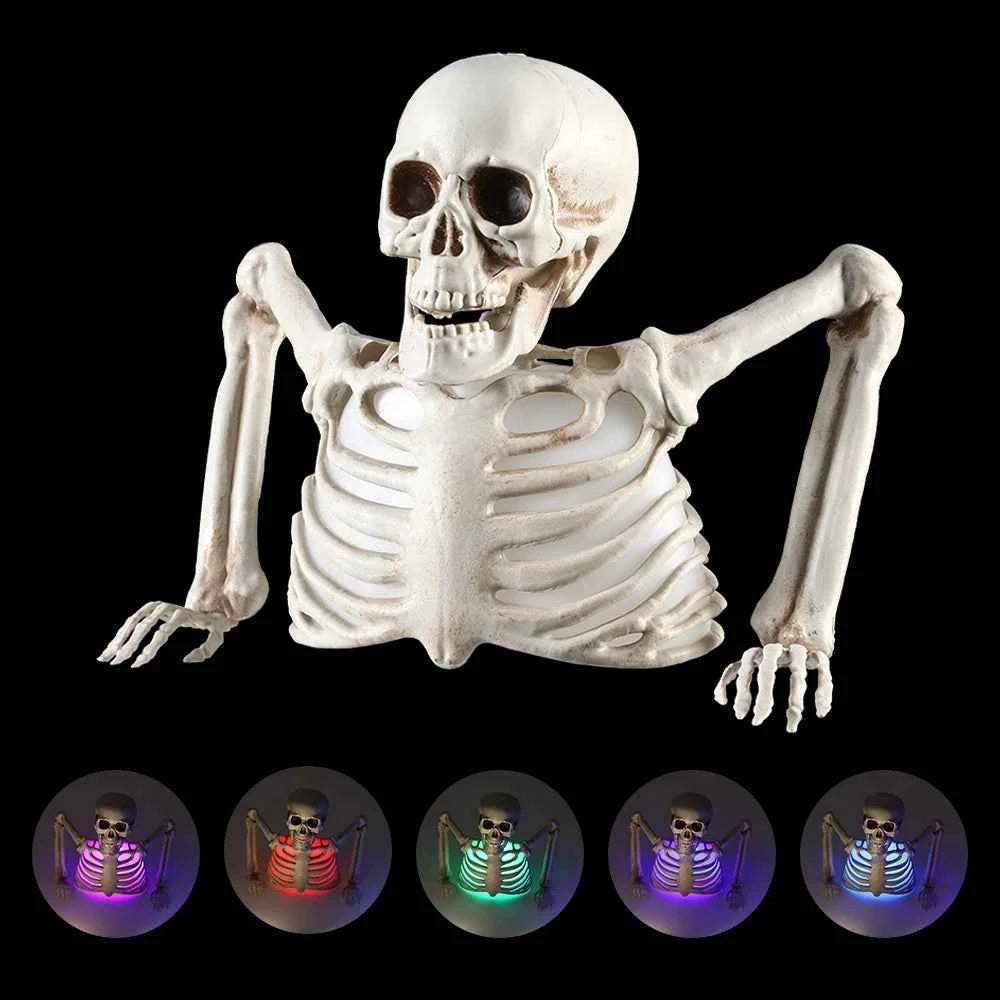 Halloween Decorations Glowing Skull Skeleton Human Head Haunted House Outdoor Yard Horror Props Holiday Scarry Home Supplies